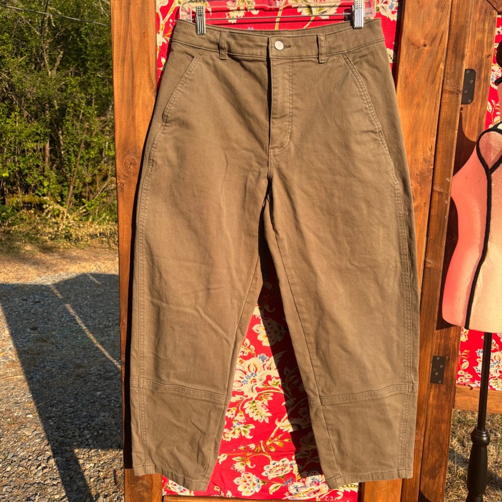 Everlane Army Green Organic Cotton Utility Barrell Pants Women's Size 10
